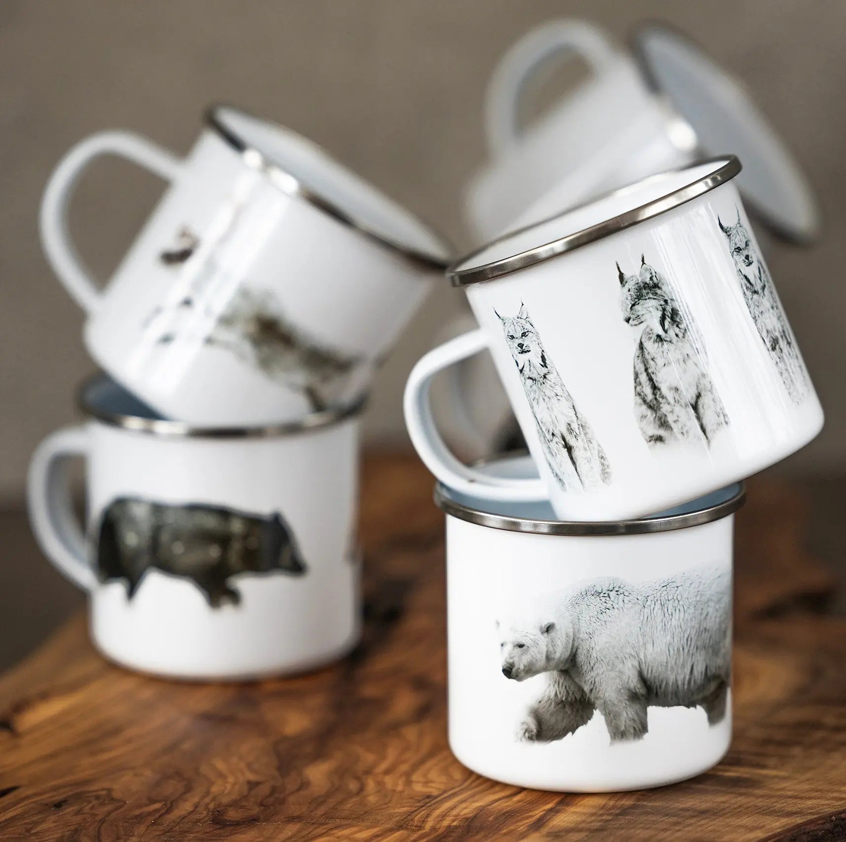 Tasses de camping en émail Jean-Simon Bégin - Photographe Animalier et Artiste Peintre